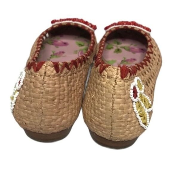 Betsey Johnson 5.5 beaded straw flats - Picture 5 of 8